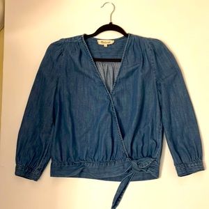 Madewell light weight denim wrap style top